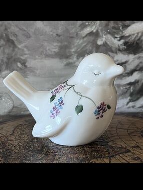 Fenton Hand-Painted Bird Figurine w/ Floral Design – Signed V. Ghirk